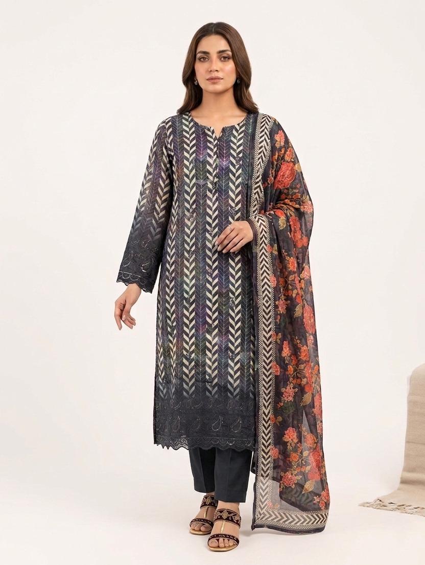Mehrish - Color Midnight Blue | 3 Piece | Unstitched