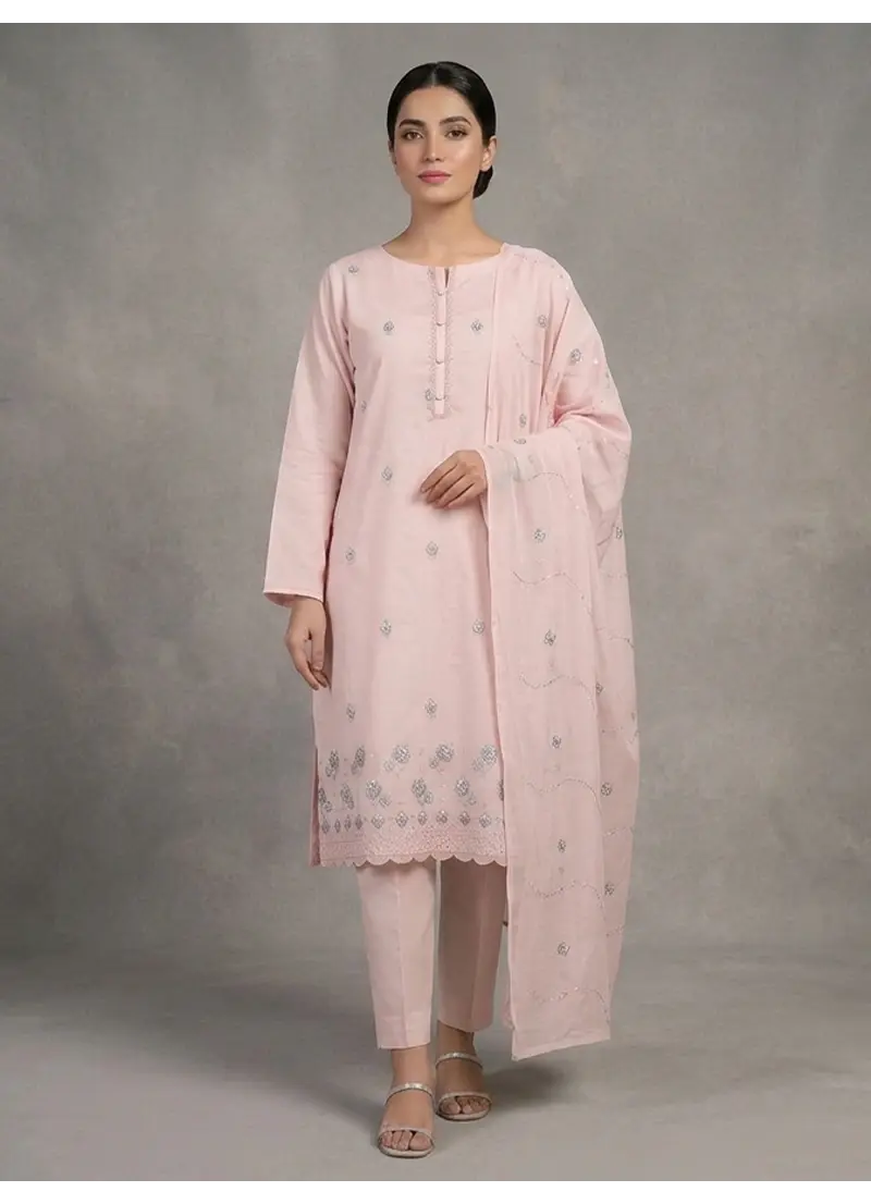 Elora Bloom - Color Blush Pink | Unstitched | 3 Piece