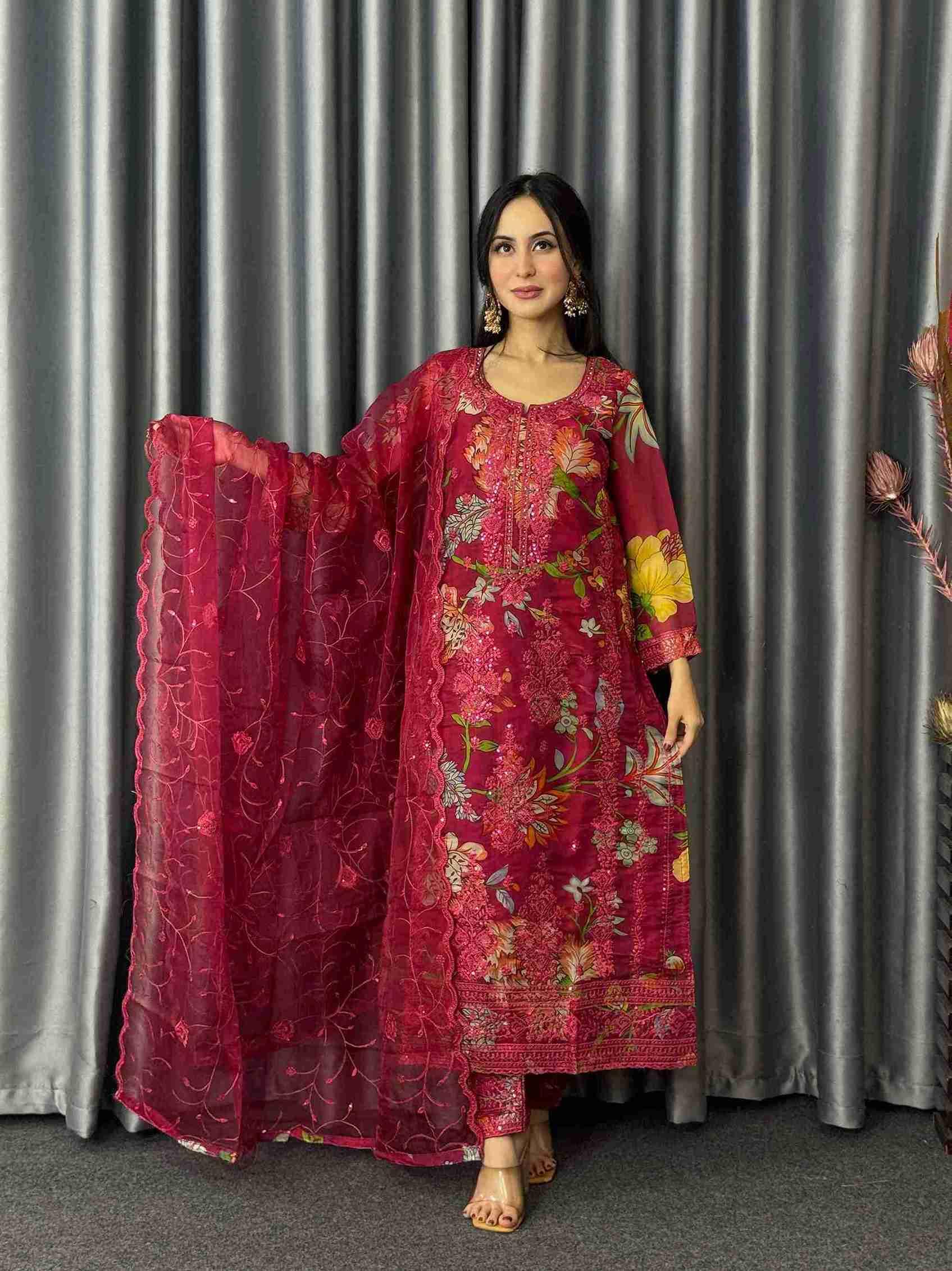 Scarlet Floral | Unstitched 4-Piece Organza Collection